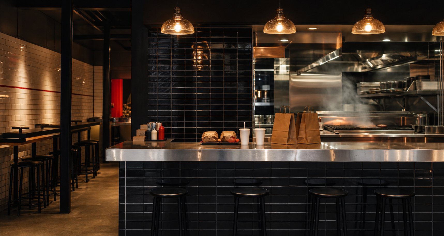 Comptoir BUMP avec cuisine ouverte