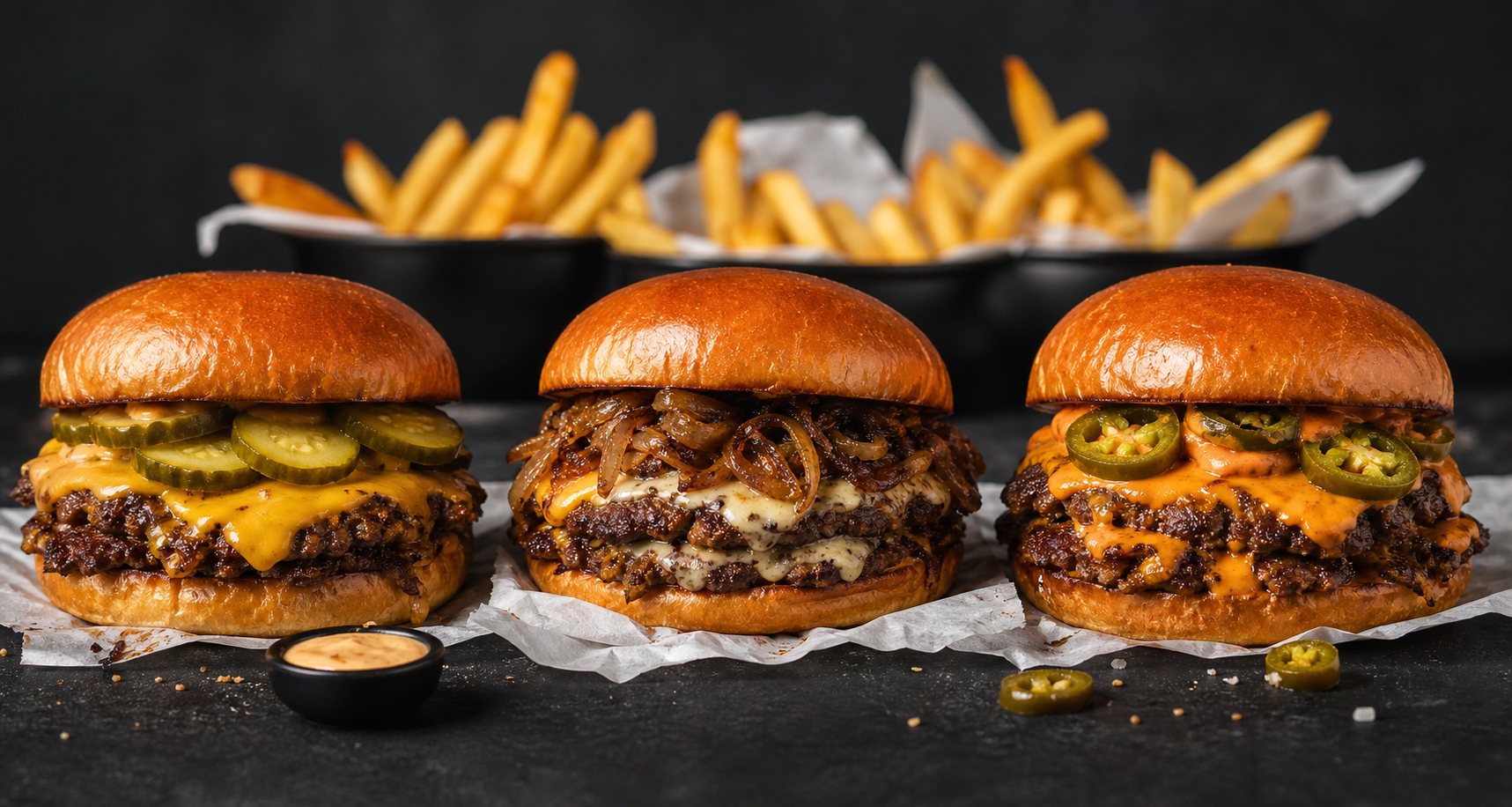 Trois smash burgers BUMP